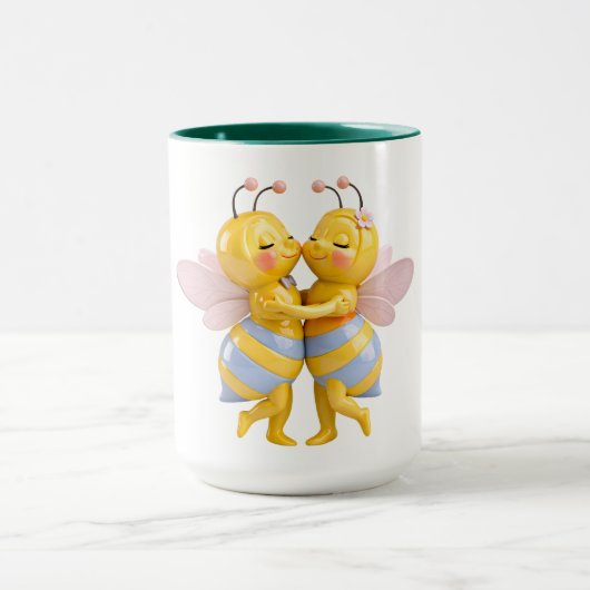 Mug Illustration romantique d'abeille tendresse (Centre)