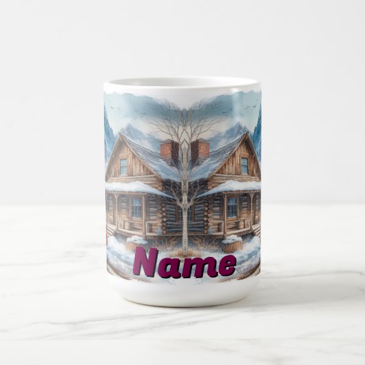 Mug Illustration Rustic Mountain Cabine (Centre)