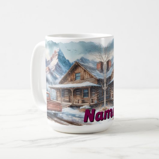Mug Illustration Rustic Mountain Cabine (Devant gauche)