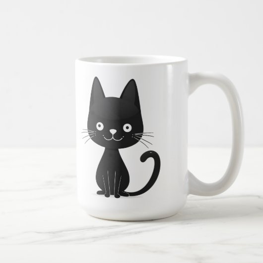 Mug Illustration simple de chat noir, chat mignon kawa (Droite)