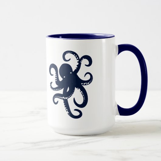 Mug Illustration simple de la pieuvre bleue (Droite)