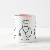 Mug Illustration Stylish Grey Stethescope Infirmière (Centre)