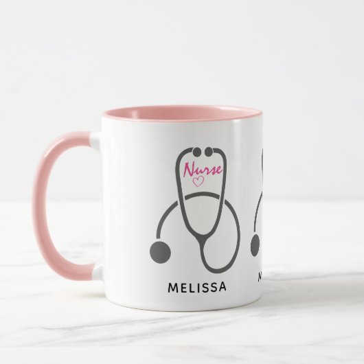 Mug Illustration Stylish Grey Stethescope Infirmière (Gauche)