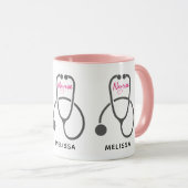 Mug Illustration Stylish Grey Stethescope Infirmière (Devant droit)