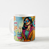 Mug Illustration tendance dans le style pop art rétro (Devant gauche)