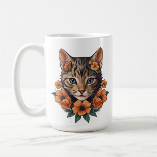 Mug illustration un imprimé de fleurs mignonnes de cha (Gauche)