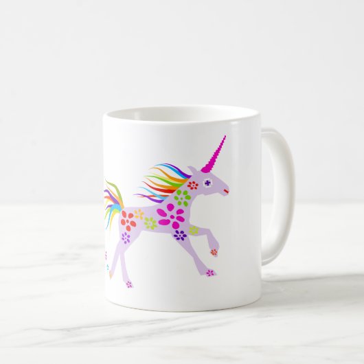 MUG ILLUSTRATION UNICORN VECTOR FLOWERS (Devant droit)