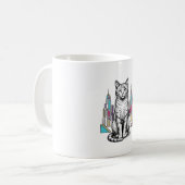 Mug Illustration vectorielle de la ville de chats cybe (Devant gauche)