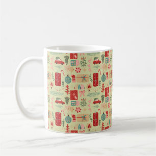 Mug Illustration verte de la menthe rose pâle de Noël