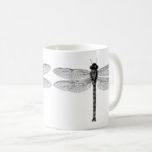 Mug Illustration vintage de libellule noir et blanc (Devant droit)
