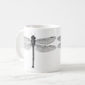 Mug Illustration vintage de libellule noir et blanc (Devant gauche)