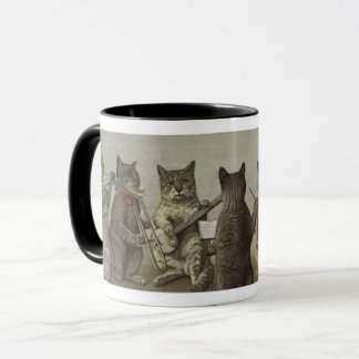 Mug Illustration Vintage d'une bande de chats ・ Instru