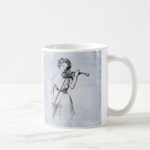 Mug Illustration Vintage d'une femme jouant au violon