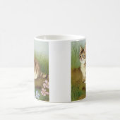 Mug Illustration vintage Kitten avec fleurs (Centre)