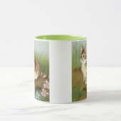 Mug Illustration vintage Kitten avec fleurs (Centre)