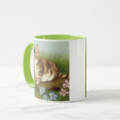 Mug Illustration vintage Kitten avec fleurs (Devant gauche)
