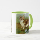 Mug Illustration vintage Kitten avec fleurs (Devant droit)
