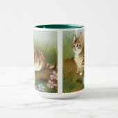 Mug Illustration vintage Kitten avec fleurs (Centre)