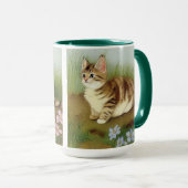 Mug Illustration vintage Kitten avec fleurs (Devant droit)