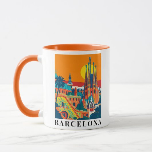 Mug Illustration Vintage voyage de Barcelone Espagne (Gauche)