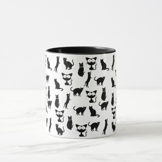 Mug Illustrations de chats noirs (Centre)