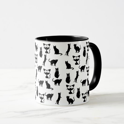 Mug Illustrations de chats noirs (Devant droit)