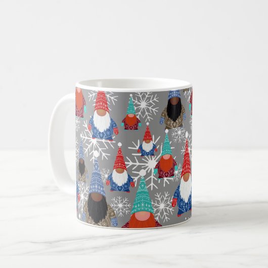 Mug Illustrations de flocon de neige Gnome Motif de No (Devant gauche)