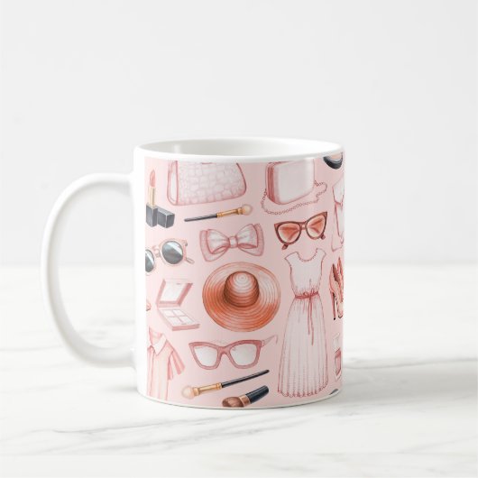 Mug Illustrations de mode. Motif transparent (Gauche)