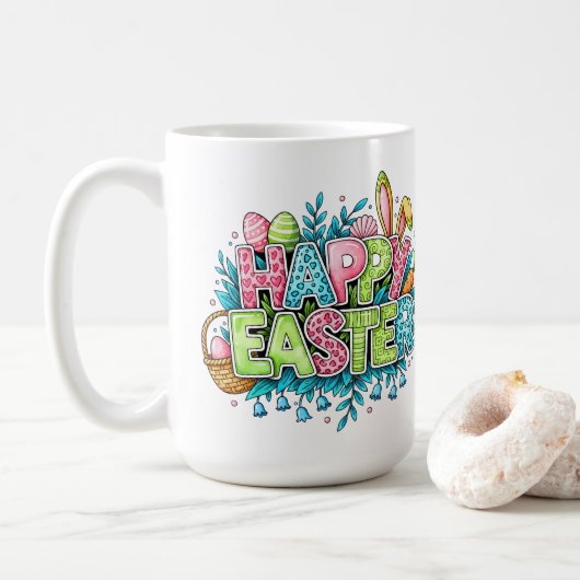 Mug Illustrations de Pâques ludiques avec oreilles de (Avec donut)