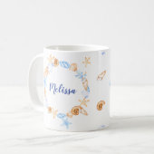 Mug Illustrations de plage nautique Monogramme personn (Devant gauche)