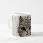 Mug illustré Mandala de chat zen complexe (Devant gauche)