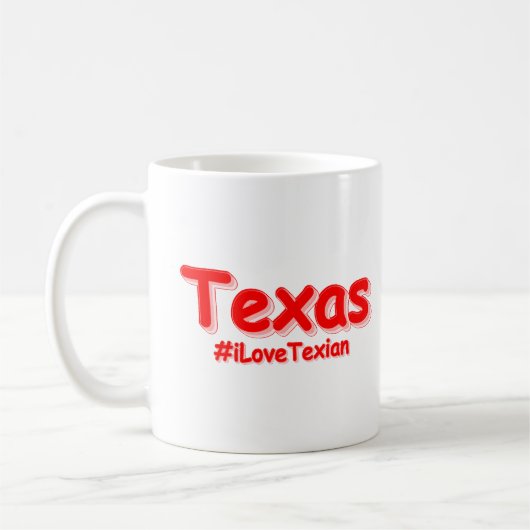 Mug "#iLoveTexian " Joli design. Acheter maintenant (Gauche)