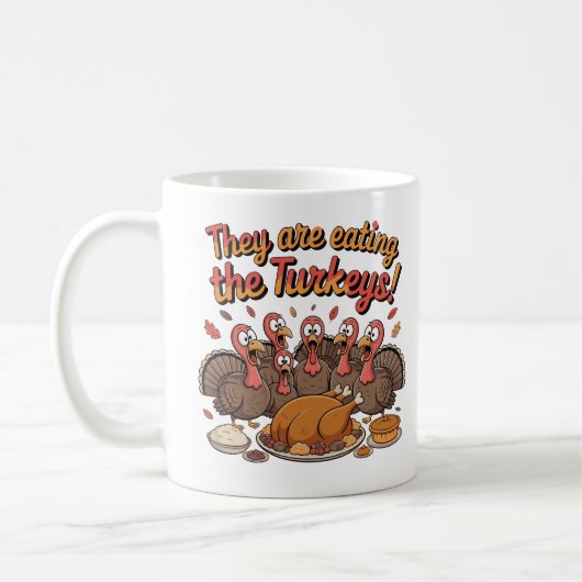 Mug Ils Mangent Les Dindes - Drôle Dinde (Gauche)