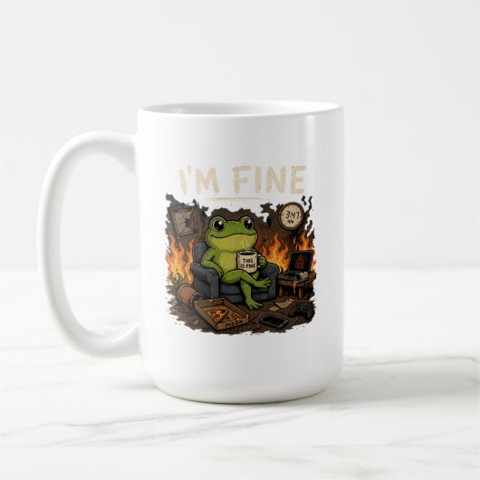 Mug I'm Fine Frog This Is Fine Meme Art (Gauche)