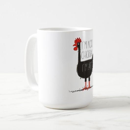 Mug I'm Not Chicken, I'm Art - Quirky Retro T Shirt (Devant gauche)