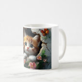 Mug Image 3D d'un petit chaton mignon regardant dehors (Devant droit)