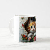 Mug Image 3D d'un petit chaton mignon regardant dehors (Devant gauche)