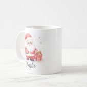 Mug Image d'aquarelle de Père Noël mignonne Nom de Noë (Devant gauche)