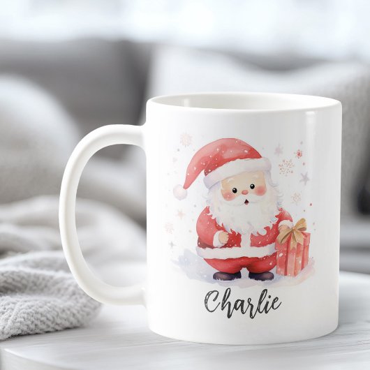 Mug Image d'aquarelle de Père Noël mignonne Nom de Noë