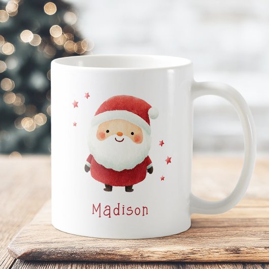 Mug Image d'aquarelle Père Noël mignonne nom personnal