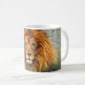 Mug Image d'art de peinture de photographie de lion (Devant droit)