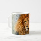 Mug Image d'art de peinture de photographie de lion (Devant gauche)