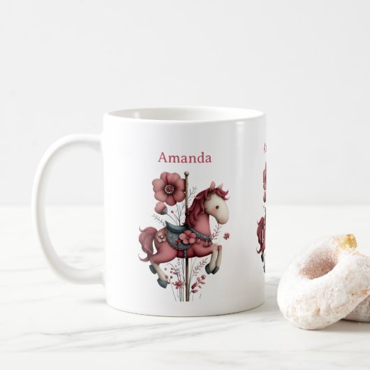 Mug Image de cheval de carrousel fantaisiste (Avec donut)