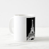 Mug Image de la Tour Eiffel en noir et blanc (Devant gauche)