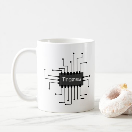 Mug Image de puce IC de l'ordinateur personnalisé (Avec donut)