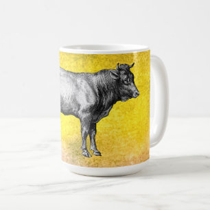Mug Image de vache de ferme ancienne taureau