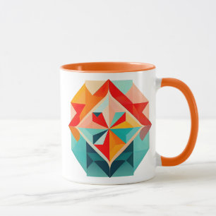 Mug Image géométrique colorée avec formes symétriques.