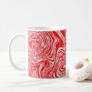 Mug image rouge et blanche d'un motif sur un dos blanc