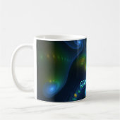Mug Imaginaire Abstrait Bleu Vert Jaune Fractal Texte (Gauche)