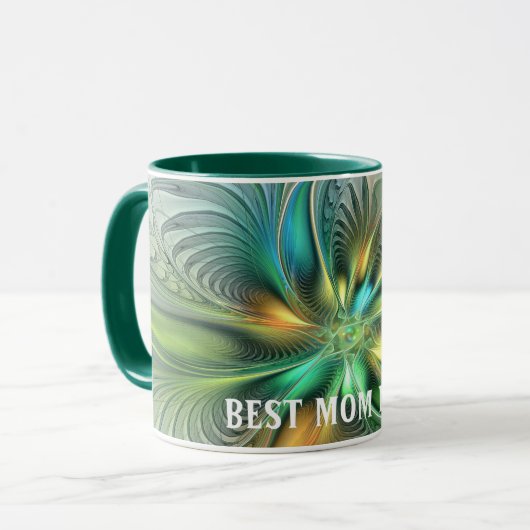 Mug Imaginaire coloré Fleur Abstraite Fractal Best Mam (Devant gauche)